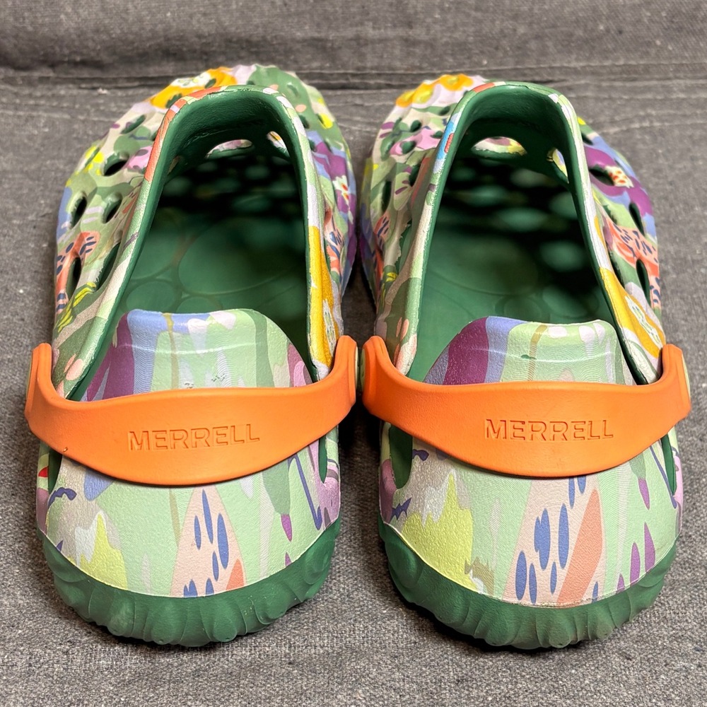 Merrell Hydro Moc Floral Water Shoes Mens 8.5 Womens 10 Green Orange Clogs - Picture 4 of 8